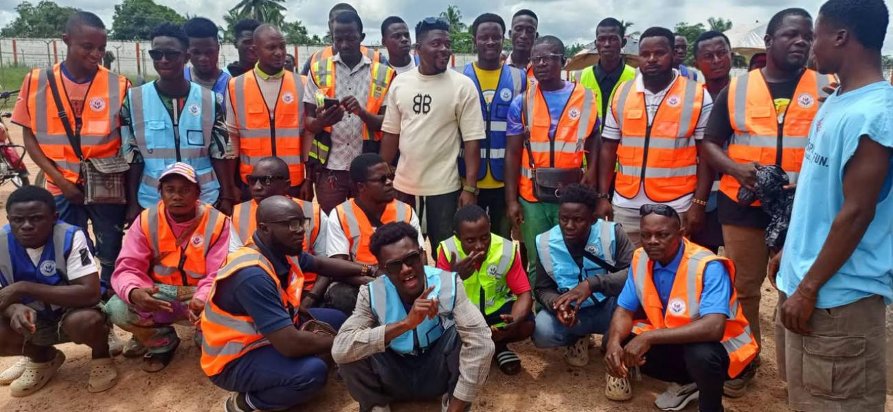 Lawrence Annieway in picture with some motorcyclists who benefited from the donation.