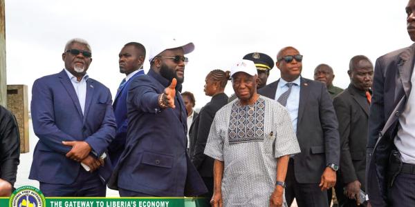 NPA Boss Sekou Dukuly and President Joseph Boakai on Special Inspection Tour at the Nation Port Authority  